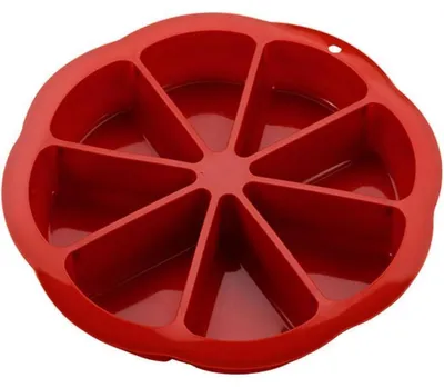 Image de Moule à gâteau en silicone, forme ronde avec 8 triangles, rouge, antiadhésif, réutilisable