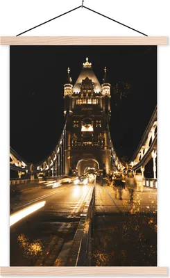 Produktbild von MuchoWow® Textilposter Gold - Brücke - Tower Bridge 40x60 cm mit holzfarbenen Rahmen - Poster