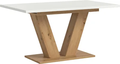 Produktbild von Esstisch ausziehbar Artisan Weiß, V-Fußgestell, 150-190x76x90 cm