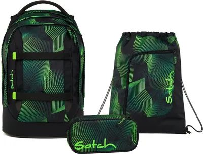 Produktbild von Satch Schulrucksack-Set PACK Seismic Green 3-teilig, ab 5. Klasse
