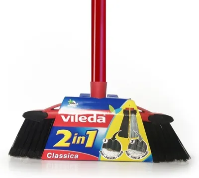 A Vileda broom with its packaging.