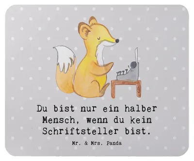 Produktbild von Mr. & Mrs. Panda Mauspad Schriftsteller Herz - Grau Pastell - Geschenk, Mousepad, pc, mousematte, Autor, Mouse Pad, Buchladen, Lustig, Buchhandlung, laptop, Spruch, Beruf