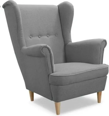 Produktbild von Easy4You Sessel Uszak Hellgrau 82x100x86 cm, Relaxsessel, Skandinavischer Sessel, Moderner Polstersessel in Stoff Lux, Wohnzimmermöbel, Füße aus Holz