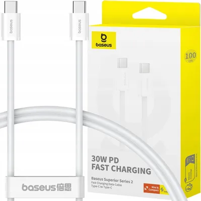 Image de USB-C to USB-C Cable Baseus Superior Series 2, 30W, 3A, 2m, White P10365200211-01