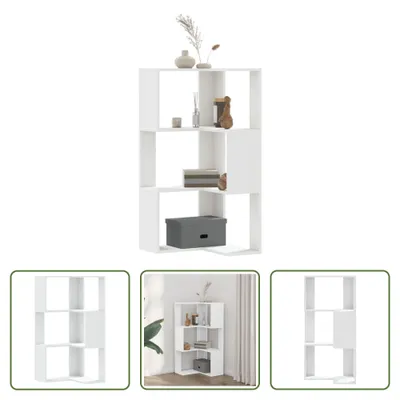 Zdjęcie produktu dla The Living Store Regał narożny 3 półki Biały 50x50x102 cm Materiał drewnopochodny