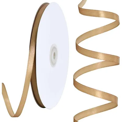 Productafbeelding van Satijnlint, effen, 2,5 cm breed, 91 meter lang, goudkleurig, geschikt voor cadeauverpakkingen, knutselwerk en bruiloftdecoratie