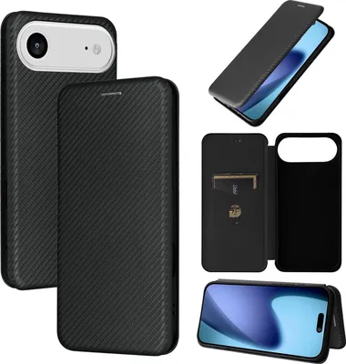 Immagine prodotto di Per Apple iPhone 17 Air Fibra di carbonio ibrido  Flip Cover Nero
