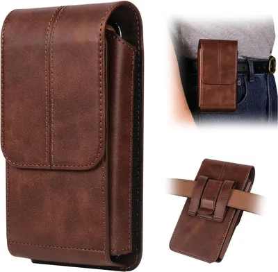 Produktbild von Handytasche Herren - Gürteltasche mit Clip - 15,5 cm - Handyholster aus Kunstleder - Magnetverschluss - Ausweisfach - Braun