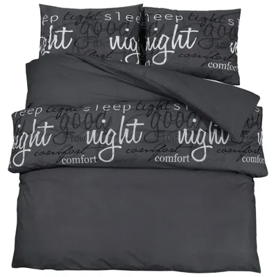 Produktbild von vidaXL Bettwäsche-Set Schwarz 220x240 cm Baumwolle