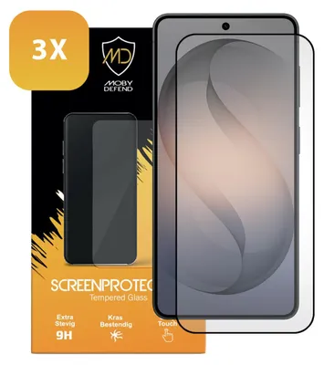 Productafbeelding van 3-Pack MobyDefend Screenprotectors - Geschikt voor Samsung Galaxy S26 - Screensavers Met Zwarte Randen - Gehard Glas