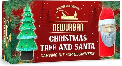 Immagine prodotto di Set da intaglio del legno per principianti - Kit fai da te per intagliare l'albero di Natale e Babbo Natale - Decorazioni natalizie in legno