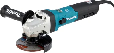 A Makita angle grinder is shown against a white background.
