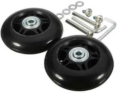 Obrázok produktu pre Sada náhradných koliesok na batožinu, 4 ks, čierna, bezhlučná, 40 mm/43 mm/54 mm/60 mm/64 mm/70 mm, sada na opravu so skrutkami, náhradná os na batožinu (54 mm x 18 mm)