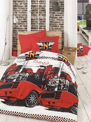 Produktbild von L'Essentiel Linge de Maison, Bolide - Red, Ranforce Doppel-Bettbezug-Set, 100 % BAUMWOLLE RANFORCE, Rot, 200 x 220 cm