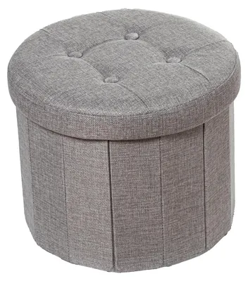 Productafbeelding van Omgoods - Opvouwbare Zitzak met Opbergruimte Polyester Grijs 38 x 38 x 38 cm