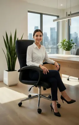 Produktbild von Ergonomischer Bürosessel Schwarz mit Kunstlederbezug