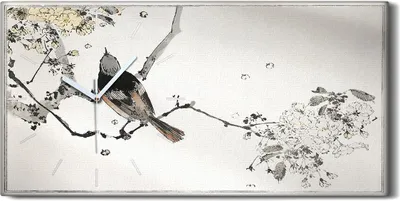 Produktbild von Küche Wohnzimmer Wand Leinwand Uhr 60x30 Malerei Asiatischer Zweig Tier Vogel - weiße Hände