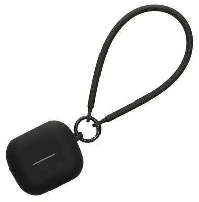 Produktbild von kwmobile Hülle kompatibel mit Samsung Galaxy Buds 3 / Galaxy Buds 3 Pro Kopfhörer - Silikon Schutzhülle Etui Case Cover - mit Handschlaufe Schwarz