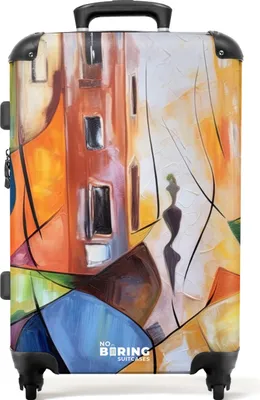 Produktbild von NoBoringSuitcases.com® Großer Koffer - Abstrakt - Kunst - Malerei - Farben - Kombinationsschloss TSA - Hartschalen Trolley 4 Rollen - 72 liter - Reisekoffer - 66 cmKoffer Mittelgroß 67x43x25 cm, 72L,