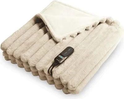 Zdjęcie produktu dla Duux DXOB01 Yentl Cuddle Podgrzewany Koc Stripped Rabbit beige 200 x 200