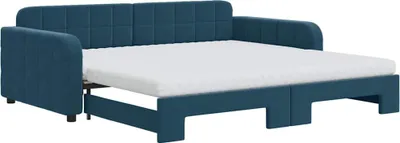 Obrázek produktu pro vidaXL Rozkládací postel s matracemi Modrá 100x200 cm Velvet