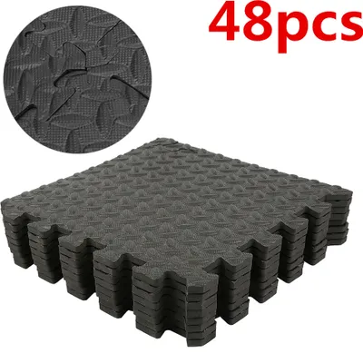 Produktbild von 48x EVA Schutzmatten Bodenschutzmatten Fitnessschutzmatten Trainingsmatten Unterlegmatten Sets schwarz 30x30cm