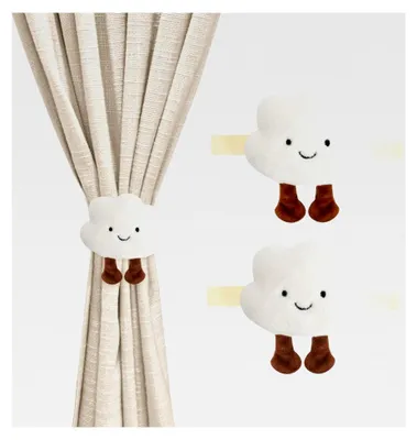 Produktbild von 2 Stück Vorhang Raffhalter, Wolken Vorhanghalter, Gardinen Schnalle Haken, Gardinenband für Kinderzimmer (Weiß)