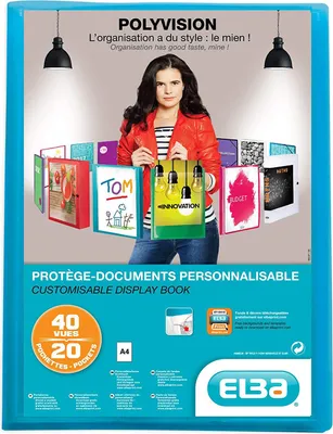 Produktbild von Elba Polyvision, Blau, Kunststoff, 20 Taschen, Porträt, A4
