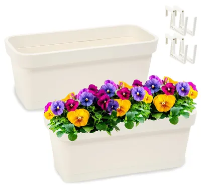 Image de Omgoods - Lot de 2 jardinières en plastique pour balcon et jardin