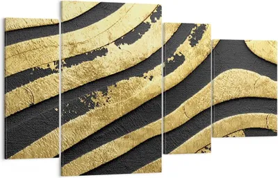 Produktbild von Bild auf Leinwand - Leinwandbild - 4 Teile - Abstraktion dreidimensional Gold - 120x70cm - Wand Bild - Wanddeko - Wandbilder - Leinwanddruck - Bilder - Wanddekoration - Leinwand bilder - DL120x70-4461