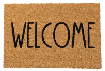 Produktbild von Fußmatte WELCOME natur schwarz aus Kokosfaser mit PVC modern 60x40cm