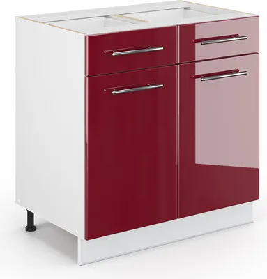 Produktbild von Küchenunterschrank Vicco Fame-Line Bordeaux Hochglanz 80 cm ohne Arbeitsplatte, Model 34781