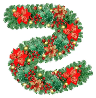 Kunst-Kerstslinger 2,7 m mit roten Beeren und LED-Lichtern