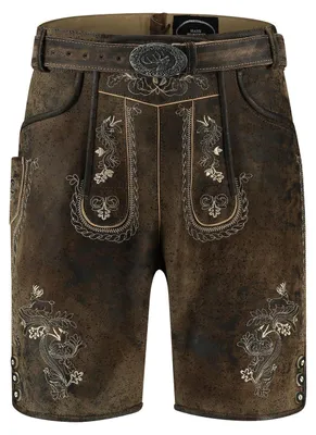 Image de Pantalon en cuir pour homme, court, vintage, marron, avec ceinture, taille : 50