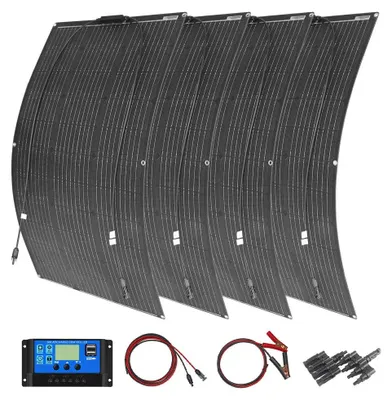 Produktbild von Solarmodul-Set 400W - 4 flexible, monokristalline Solarmodule für Wohnmobile, Boote und Gärten