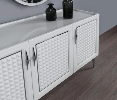 Image de Buffet gris Armoire Étagère Meubles Miroir Commodes 3pcs