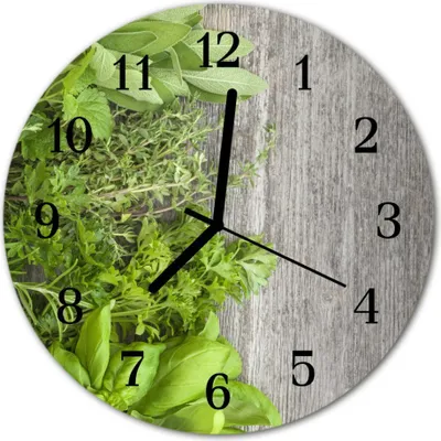 Produktbild von Glasuhr Wanduhr Küchenuhr Echt-Glas 30fi cm Kräuter grün