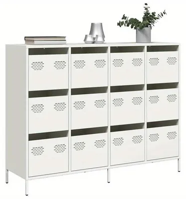Productafbeelding van Dressoir Sideboard Opbergkast Wit Metaal 12 Lades 135x39x103,5 cm