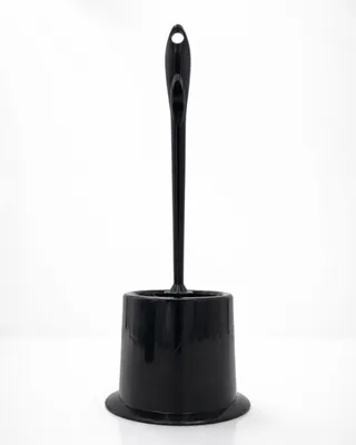 Produktbild von Toilettenbürste mit Halter – WC-Bürste aus robustem Kunststoff, 40 x 13 x 13 cm, platzsparend & pflegeleicht, Farbe:schwarz