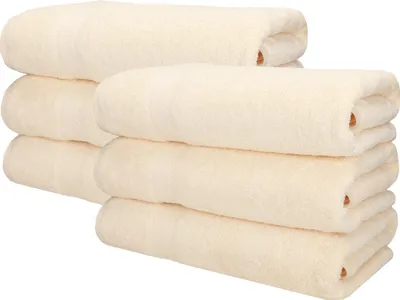 Produktbild von Betz 6 Stück Saunatücher 70 x 200 cm PREMIUM 100% Baumwolle Badetuch Liegetuch Strandtuch Farbe: beige