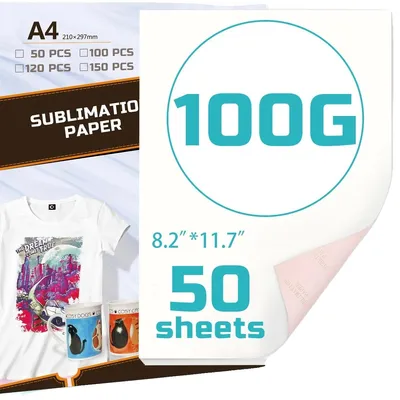 Obrázek produktu pro Sublimační papír, formát A4, gramáž 100 g/m², míra přenosu barev ≥ 98 %, vhodný pro různé materiály, rychle schnoucí