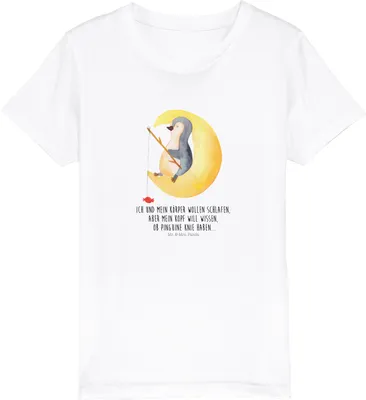 Produktbild von Mr. & Mrs. Panda Kleinkinder T-Shirt Pinguin Mond 9-11 Jahre (134/146) - Weiß - Geschenk, Teenager, Organic Kinder, Süßigkeiten, Mädchen, schlafen, Spruch, Kindershirt