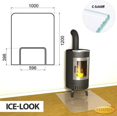 Produktbild von AKTION Kaminbodenplatte & Funkenschutzplatte - Funkenschutz für Kamin & Ofen - geteilte Saisonplatte Montreal - Ice-Look