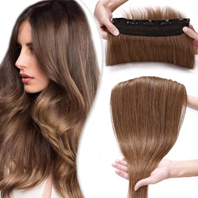 Image de Pièce de cheveux clip-on, cheveux humains, blond clair, 50 cm