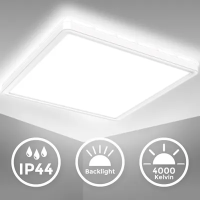 Obrázok produktu pre LED kúpeľňové svietidlo stropné svetlo podsvietenie panel IP44 29cm ploché 18W biela kuchyňa kancelária