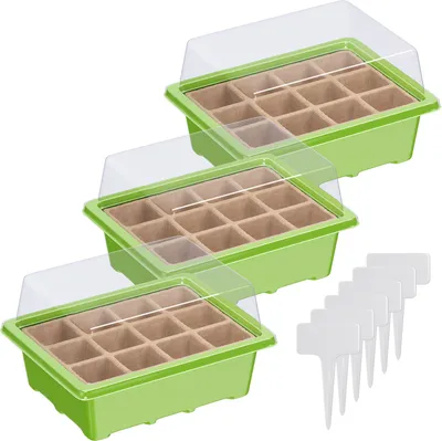 Produktbild von WELLGRO Mini Gewächshaus inkl. 6 Pflanzschilder - für bis zu 12 Pflanzen - ca. 19x14,5x11cm je Zimmergewächshaus, Kunststoff/Zellulose - Menge wählbar