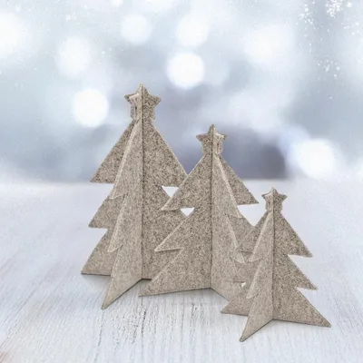 Produktbild von Weihnachtsdekoration Tannenbaum aus Filz, XMAS 3er Set für Tischdekoration, 15, 18 und 21 cm