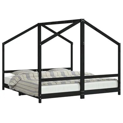 Obrázok produktu pre Rám detskej postele čierny 2x(90x190) cm masívna borovica