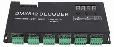 Obrázok produktu pre 24-kanálový dekodér digitálneho displeja RGBW DMX512 Stmievací ovládač LED pre pódium DC5V-24V