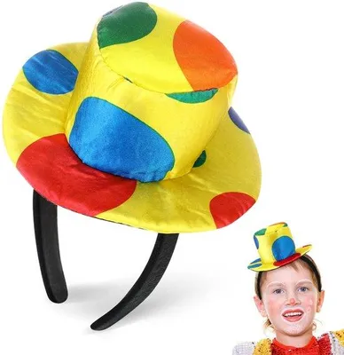 Productafbeelding van Clownhoed met heldere kleuren - Clownskostuumaccessoire - Feestaccessoires - Hoofdband - Ergonomisch ontwerp - Comfortabel materiaal - Clownaccessoire